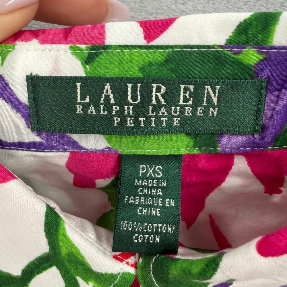 Lauren Ralph Lauren Petite Floral Cotton Button Down Shirt Womens Petite XS - Picture 7 of 12